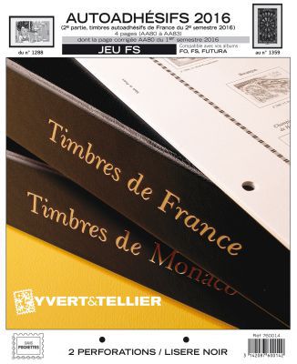 France 2016/2�me Semestre Feuilles Annuelles Autoadh�sifs Liser� Noir FS pour Timbres YVERT