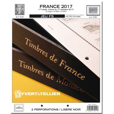 France 2017/1er Semestre Feuilles Annuelles Liser� Noir FS pour Timbres YVERT