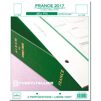 France 2017/1er Semestre Feuilles Annuelles Liser� Vert FO pour Timbres YVERT