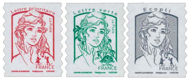 11 timbres adhésifs Marianne