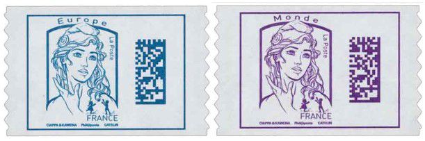 11 timbres adhésifs Marianne