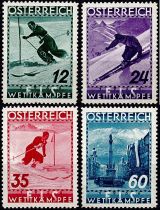 1936 - Autriche timbres n° 477/480 - Championnats du monde de ski à Innsbruck