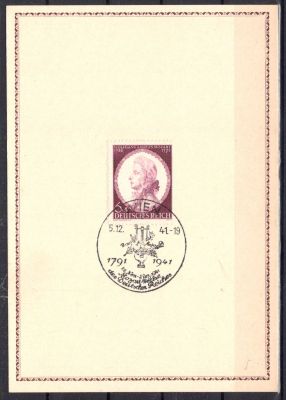 1941 - Allemagne Carte 1er jour n�734 - 150e anniversaire de la mort de Mozart