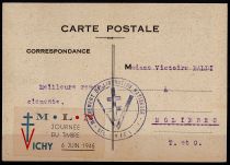 1945 - France - Journée du timbre M.L.N. Mouvement de libération nationale (Carte postale)