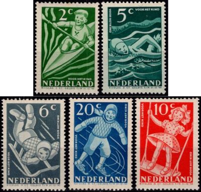 1948 - Pays-Bas n� 499/503 - Au profit des oeuvres pour l\'enfance