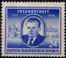1952 - Allemagne DDR 54 - Amitié germano-tchécoslovaque. Vues de Pargue et de Berlin et effigie du président Gottwald