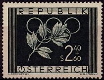 1952 - Autriche timbre n° 809 - Jeux olympiques d\'été et d\'hiver - 1952 Helsinki et 1952 Oslo