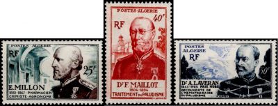 1953 - Alg�rie Timbres n� 304/306 - En l\'honneur du corps de sant� militaire