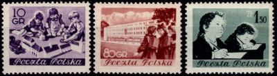 1954 - Pologne n� 736/738 - Education des enfants