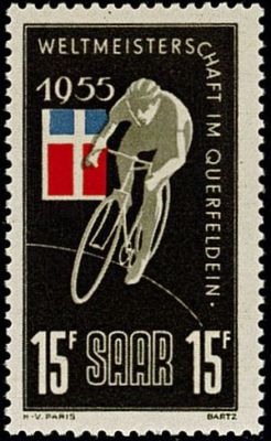 1955 - Sarre Timbre n� 339 - Cyclisme - Championnats du monde de cyclo-cross � Querfeldein