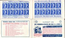 1958 - Bande carnet France 1011B-C7 - Marianne de Muller multiples 20fr bleu avec bandes publicitaires