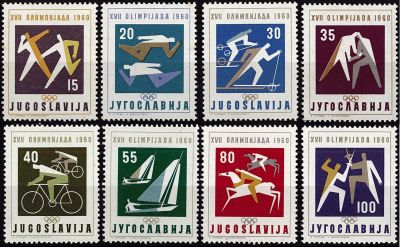 1960 - Yougoslavie Timbres n� 810/817 - Jeux olympiques d\'�t� - 1960 Rome