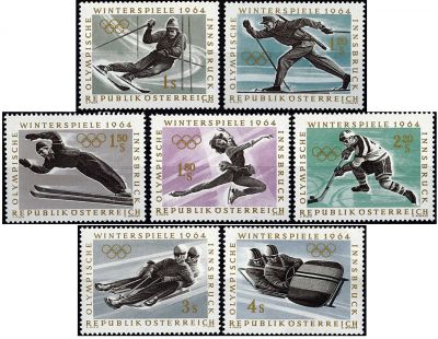 1963 - Autriche timbres n� 974/980 - Jeux olympiques d\'hiver - 1964 Innsbruck