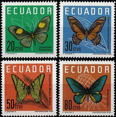 1964 - Equateur Timbres n� 716-719 - Papillons