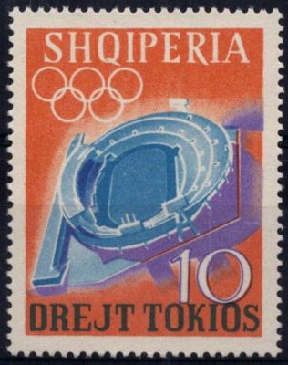 1964- Albanie 698 - Exposition philat�lique de timbres sportifs � Rimini (Italie)