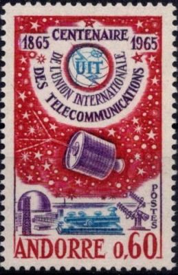 1965 - Andorre Fran�ais Timbre n� 173 - Centenaire de l\'Union Internationale des T�l�communications
