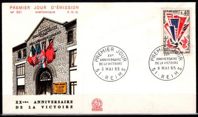 1965 - France Enveloppe 1er jour EMP n� 1450 - 20�me Anniversaire de la Victoire