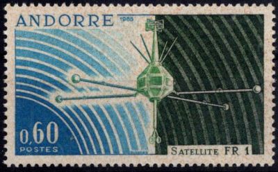 1966 - Andorre Fran�ais Timbre n� 177 - Mise en orbite du satellite fran�ais \ FRI\ 