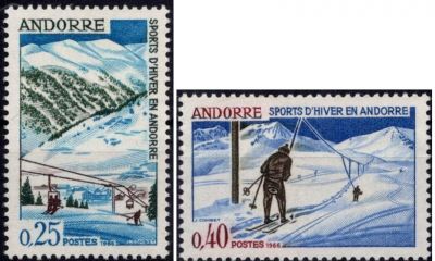 1966 - Andorre Fran�ais Timbres n� 175/176 - Sports d\'hiver en Andorre