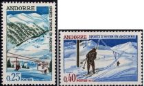 1966 - Andorre Fran&ccedil;ais Timbres n&deg; 175/176 - Sports d\'hiver en Andorre