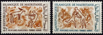 1966 - Mauritanie Timbres n� 218-219 - Art - Gravures rupestres