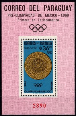 1966 - Paraguay Bloc n� m81 - Art pr�colombien - Pr�-olympique - 1968 Mexico