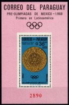 1966 - Paraguay Bloc n&deg; m81 - Art pr&eacute;colombien - Pr&eacute;-olympique - 1968 Mexico