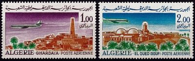1967 - Alg�rie timbres n� PA 15-PA 16 - Avions - Caravelle et vues