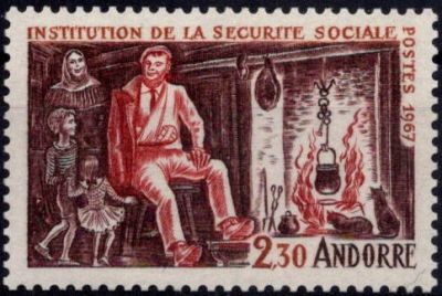 1967 - Andorre Fran�ais Timbre n� 183 - Institution de la s�curit� sociale