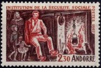 1967 - Andorre Fran&ccedil;ais Timbre n&deg; 183 - Institution de la s&eacute;curit&eacute; sociale