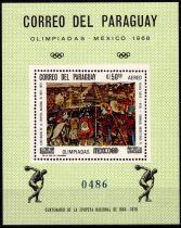 1967 - Paraguay Bloc n&deg; m108 - Art pr&eacute;colombien - Jeux Olympiques d\'&eacute;t&eacute; - 1968 Mexico