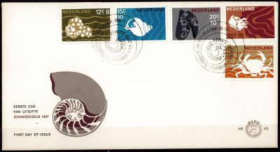 1967 - Pays-Bas FDC 845/849 - Mollusques, crustac�s et m�duse