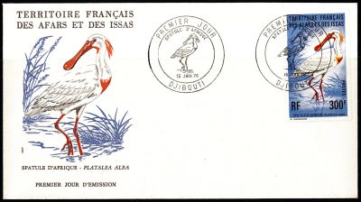 1968 - Afars et Issas Enveloppe 1er jour n� 430 - Oiseaux - Spatule d\'Afrique