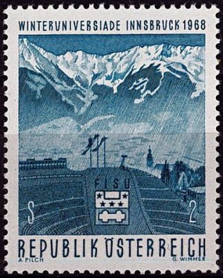 1968 - Autriche timbre n� 1090 - Universiades d\'hiver � Innsbruck - Comp�tition internationale universitaire multi-sports