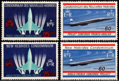 1968 - Nouvelles H�brides timbres n� 276/279 - Avion supersonique franco-britannique Concorde 