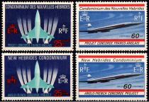 1968 - Nouvelles H&eacute;brides timbres n&deg; 276/279 - Avion supersonique franco-britannique Concorde 