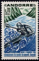 1969 - Andorre Fran&ccedil;ais Timbre n&deg; 196 - Championnat du monde de Cano&euml;-Kayak