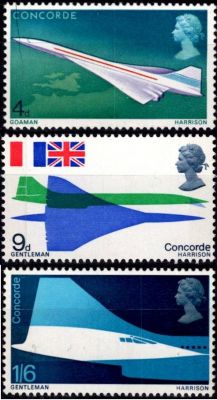 1969 - Grande-Bretagne timbres n� 555/557 - Avion supersonique Concorde