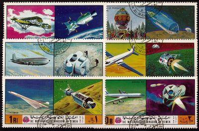 1969 - Yemen n� A115 - Espace - Cosmos et avions