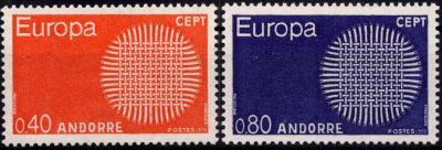 1970 - Andorre Fran�ais Timbres n� 202/203 - Europa