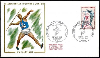 1970 - France Enveloppe 1er jour n� FDC1650 - Athl�tisme - Championnat d\'Europe junior
