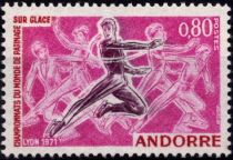 1971 - Andorre Fran&ccedil;ais Timbre n&deg; 209 - Chapionnat du mon de patinage sur glace