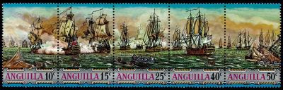 1971 - Anguilla Timbres n� 96/100 - Bataille navale des Indes occidentales