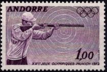 1972 - Andorre Fran&ccedil;ais Timbre n&deg; 220 - XXe jeux olympiques de Munich