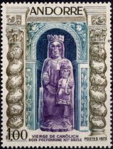 1973 - Andorre Fran&ccedil;ais Timbre n&deg; 228 - Vierge de Canolich