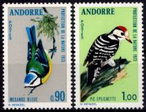 1973 - Andorre Fran&ccedil;ais Timbres n&deg; 232/233 - Protection de la nature