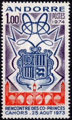 1974 - Andorre Fran�ais Timbre n� 239 - Anniversaire de la rencontre des Co-Princes d\'Andorre