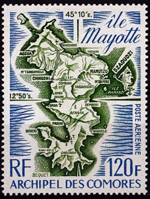 1974 - Comores PA61 - Carte de l\'�le Mayotte