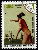 1974 - Cuba 1804/1808 - Histoire du Base-ball (Série complète de timbres oblitérés)