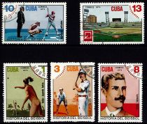 1974 - Cuba 1804/1808 - Histoire du Base-ball (Série complète de timbres oblitérés)